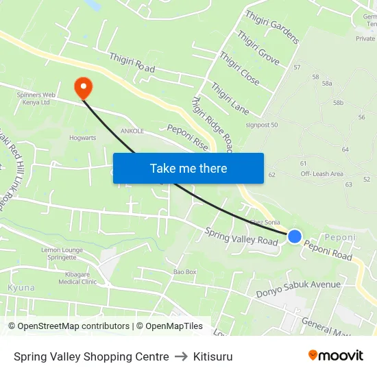 Spring Valley Shopping Centre to Kitisuru map
