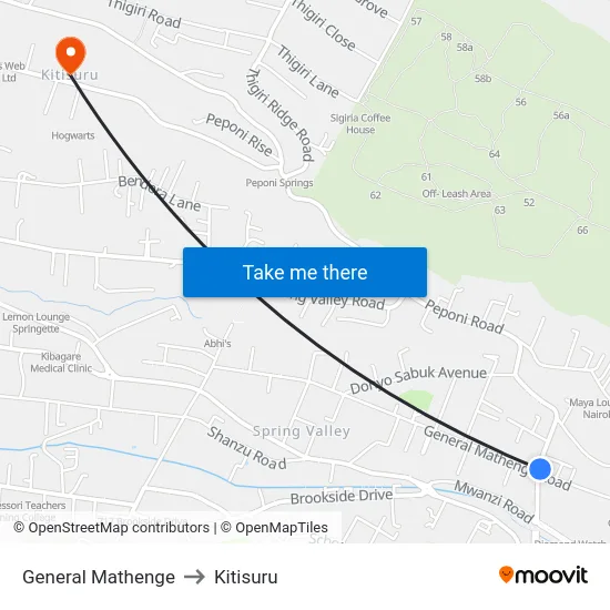 General Mathenge to Kitisuru map