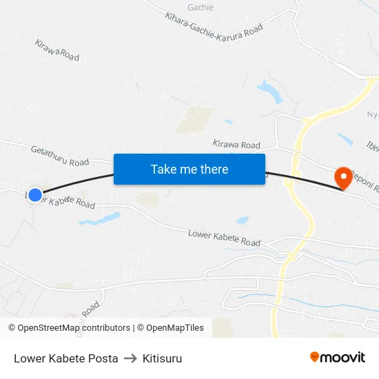 Lower Kabete Posta to Kitisuru map