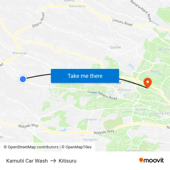 Kamutii Car Wash to Kitisuru map