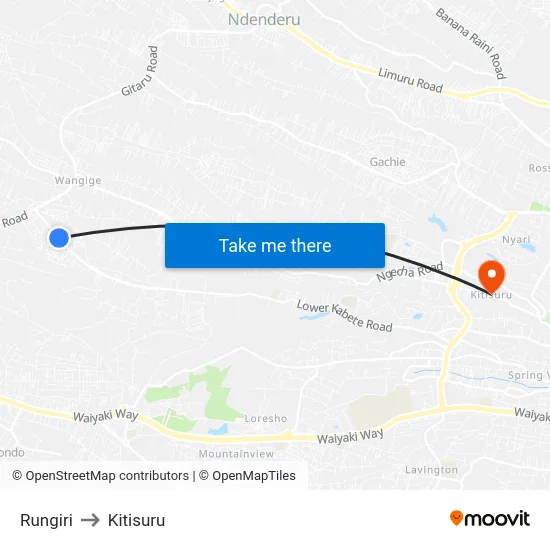 Rungiri to Kitisuru map