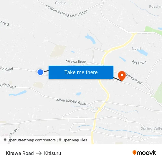 Kirawa Road to Kitisuru map
