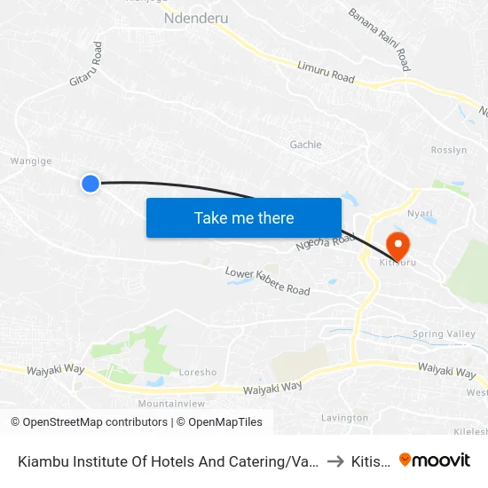 Kiambu Institute Of Hotels And Catering/Valence School to Kitisuru map