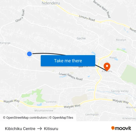 Kibichiku Centre to Kitisuru map