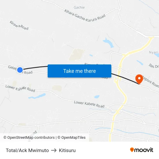 Total/Ack Mwimuto to Kitisuru map