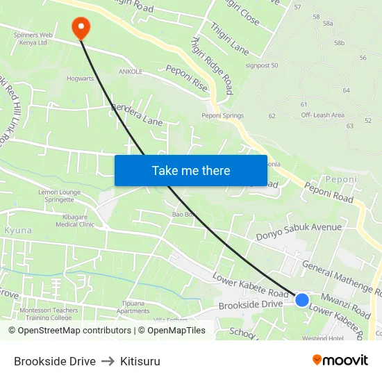 Brookside Drive to Kitisuru map
