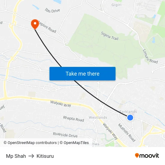 Mp Shah to Kitisuru map