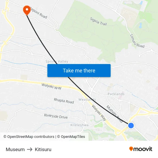 Museum to Kitisuru map