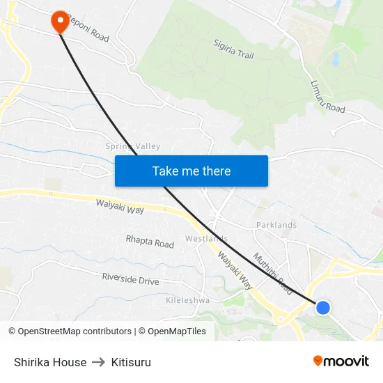 Shirika House to Kitisuru map