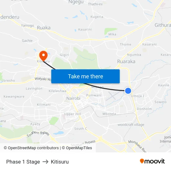 Phase 1 Stage to Kitisuru map