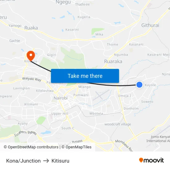 Kona/Junction to Kitisuru map