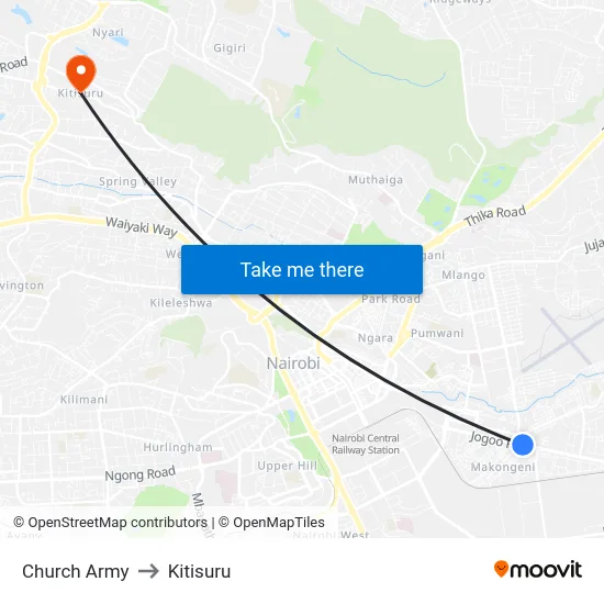 Church Army to Kitisuru map