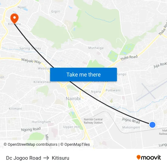 Dc Jogoo Road to Kitisuru map