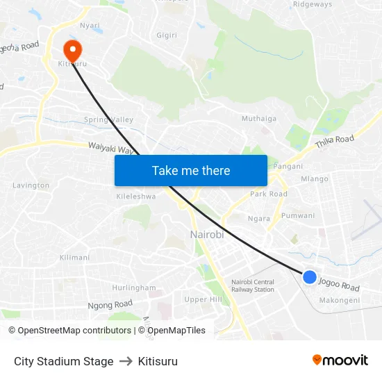 City Stadium Stage to Kitisuru map