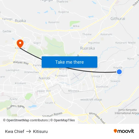 Kwa Chief to Kitisuru map