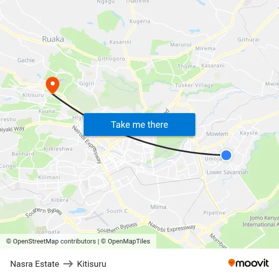 Nasra Estate to Kitisuru map