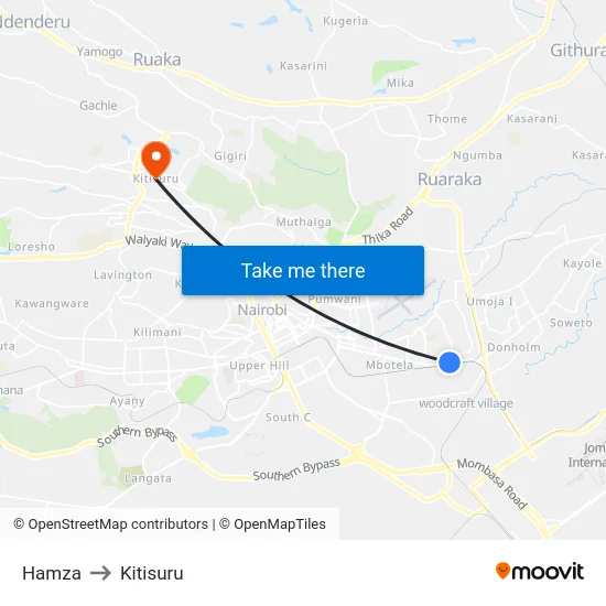 Hamza to Kitisuru map
