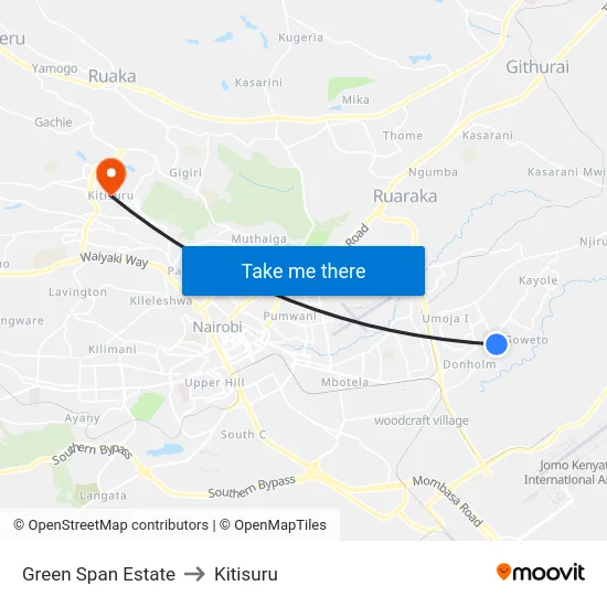 Green Span Estate to Kitisuru map