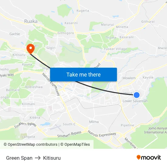 Green Span to Kitisuru map