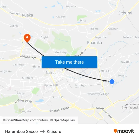 Harambee Sacco to Kitisuru map