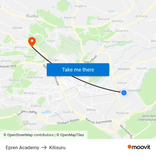 Epren Academy to Kitisuru map