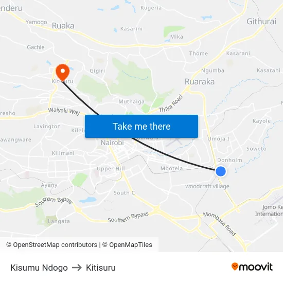 Kisumu Ndogo to Kitisuru map