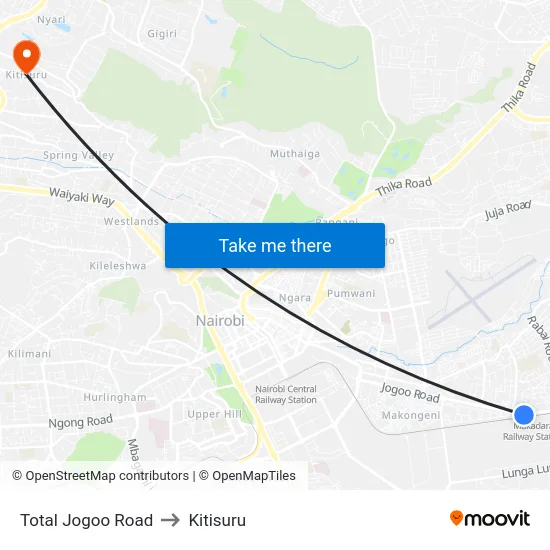 Total Jogoo Road to Kitisuru map
