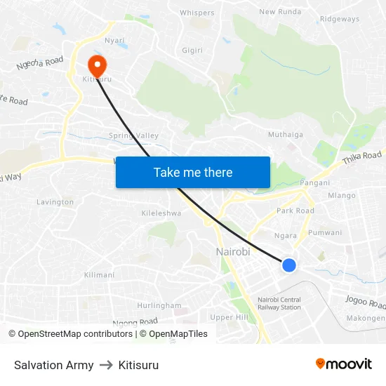 Salvation Army to Kitisuru map
