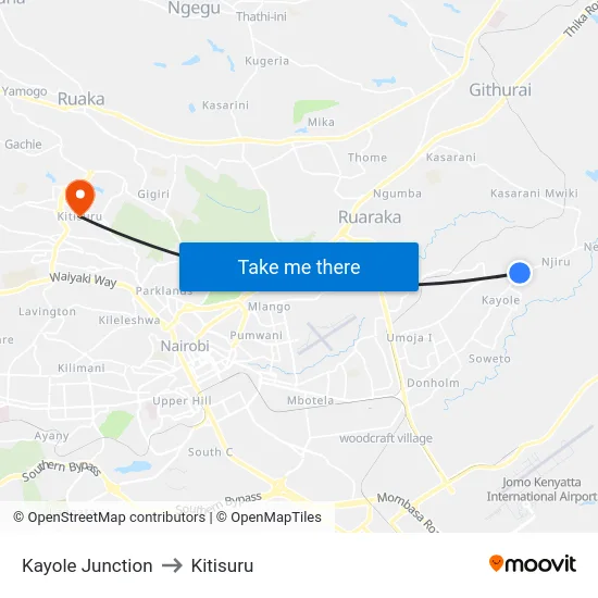 Kayole Junction to Kitisuru map