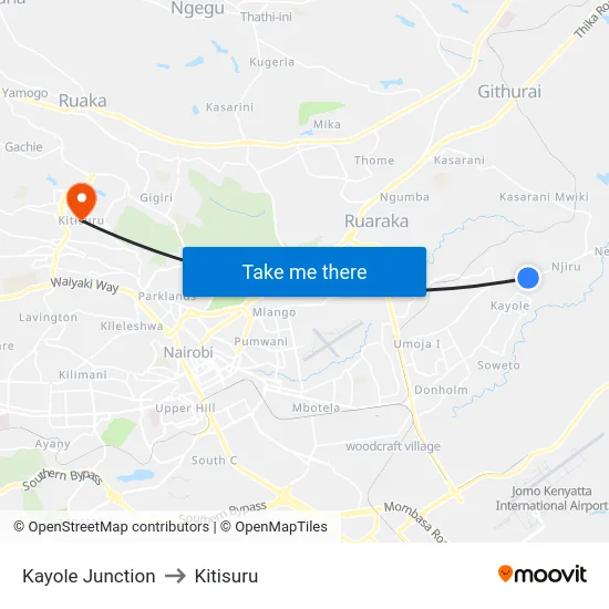 Kayole Junction to Kitisuru map