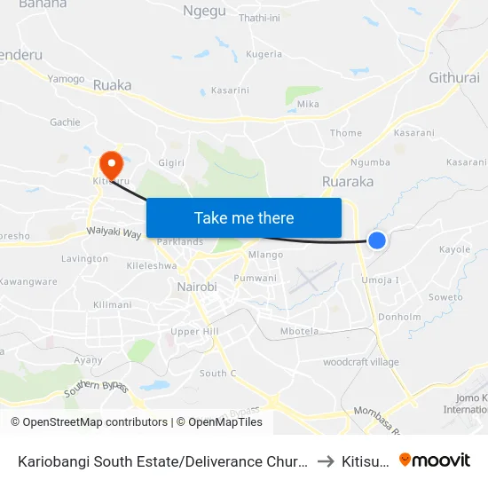 Kariobangi South Estate/Deliverance Church to Kitisuru map