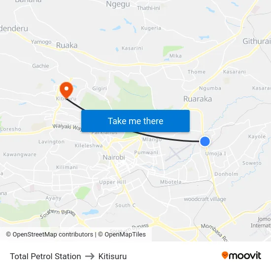 Total Petrol Station to Kitisuru map