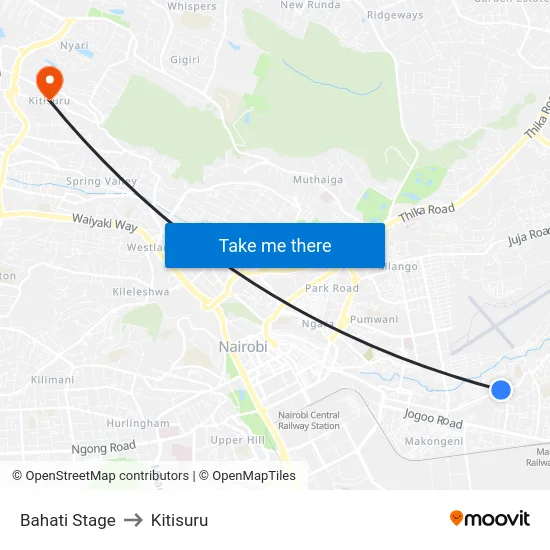 Bahati Stage to Kitisuru map