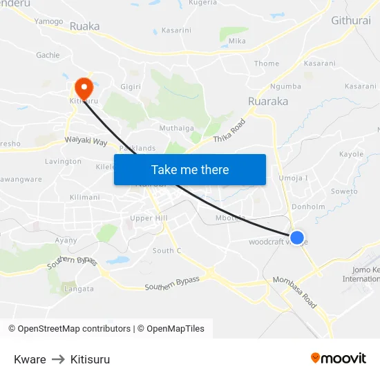 Kware to Kitisuru map