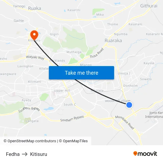 Fedha to Kitisuru map