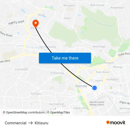 Commercial to Kitisuru map