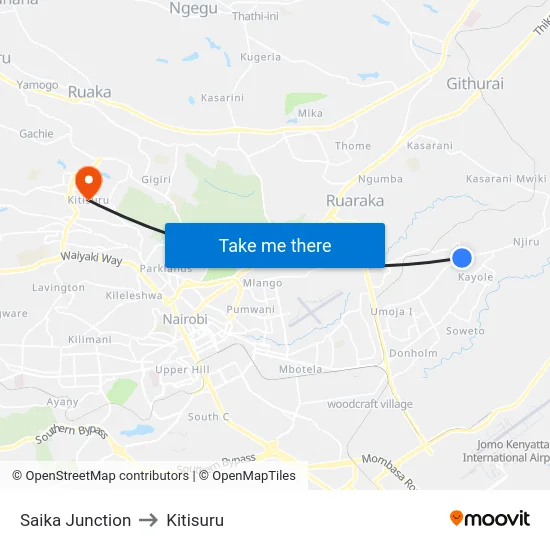 Saika Junction to Kitisuru map