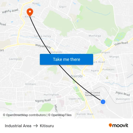 Industrial Area to Kitisuru map
