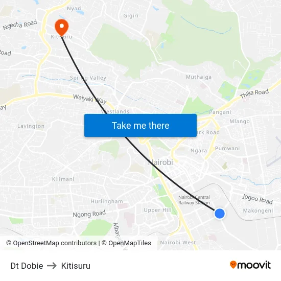 Dt Dobie to Kitisuru map