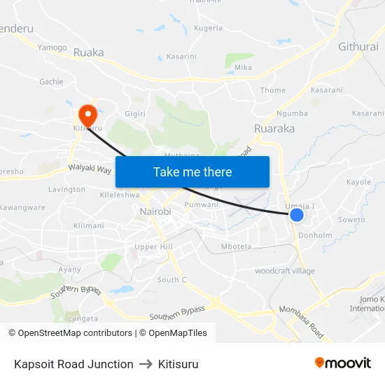 Kapsoit Road Junction to Kitisuru map