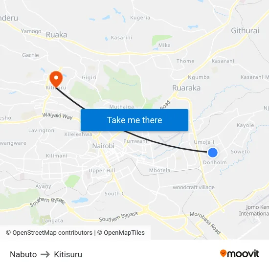 Nabuto to Kitisuru map