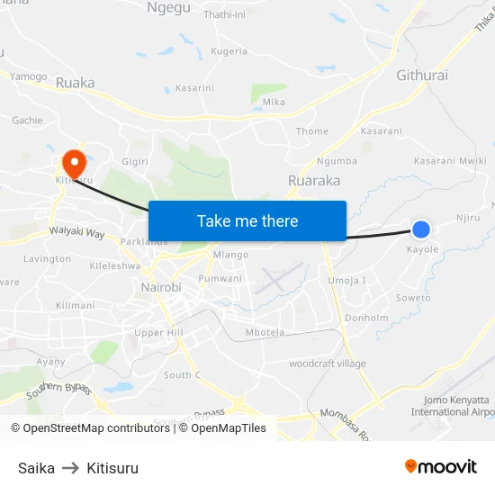 Saika to Kitisuru map