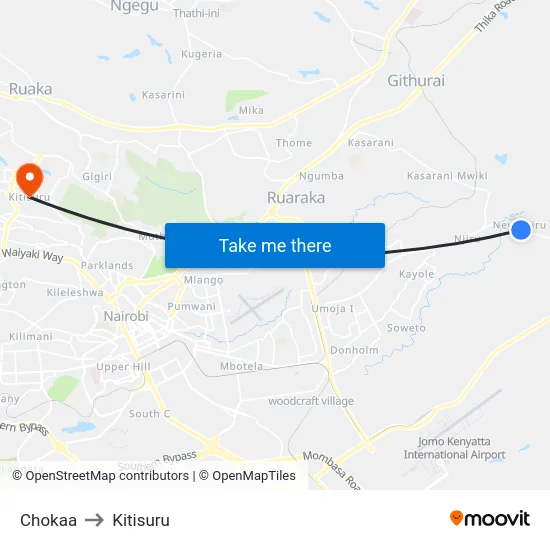 Chokaa to Kitisuru map