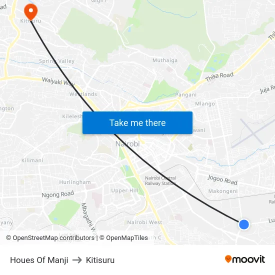 Houes Of Manji to Kitisuru map