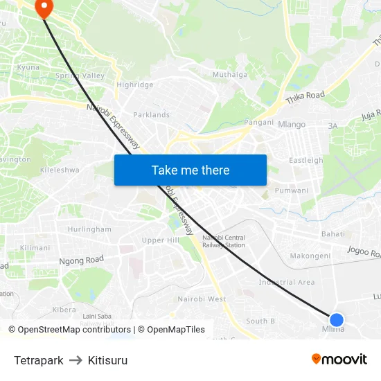 Tetrapark to Kitisuru map