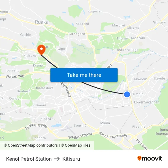 Kenol Petrol Station to Kitisuru map