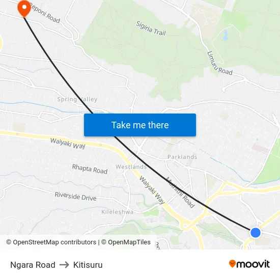 Ngara Road to Kitisuru map