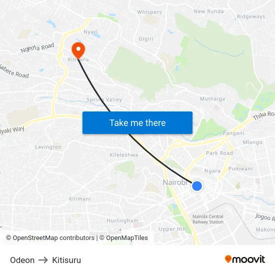 Odeon to Kitisuru map