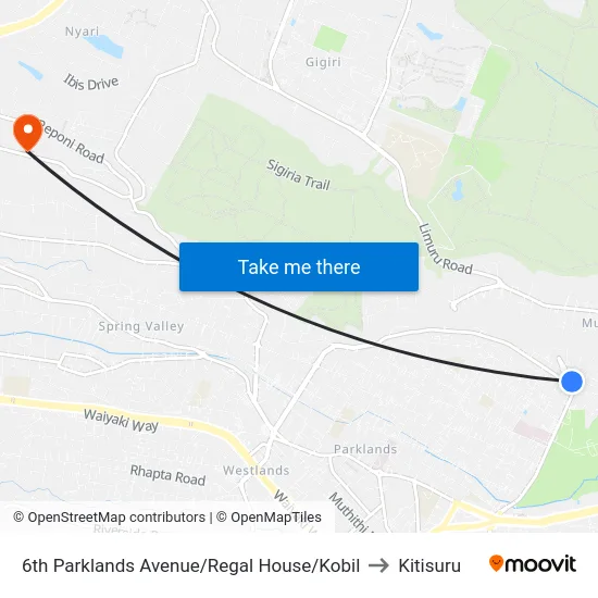 6th Parklands Avenue/Regal House/Kobil to Kitisuru map