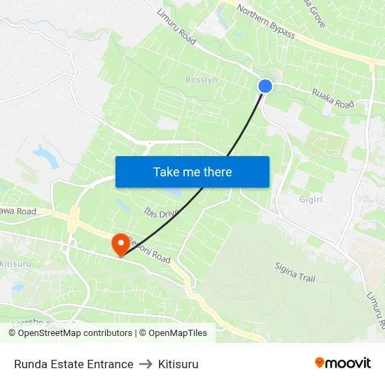 Runda Estate Entrance to Kitisuru map